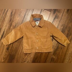 Baby b’gosh corduroy brown tan button down jacket boys 12M pockets